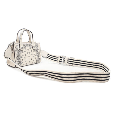 トリーバーチ TORY BURCH ペイズリー柄 ミニ トート アメリカーナ バンダナ レザー 2WAYバッグ シルバー金具 ショルダーバッグ アイボリー 白