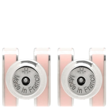 エルメス HERMES ポップアッシュ Hピアス ミニ ピンクXシルバー メタル エナメル ピアス シルバー金具 Hモチーフ