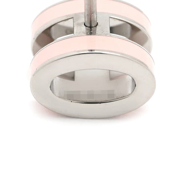 エルメス HERMES ポップアッシュ Hピアス ミニ ピンクXシルバー メタル エナメル ピアス シルバー金具 Hモチーフ