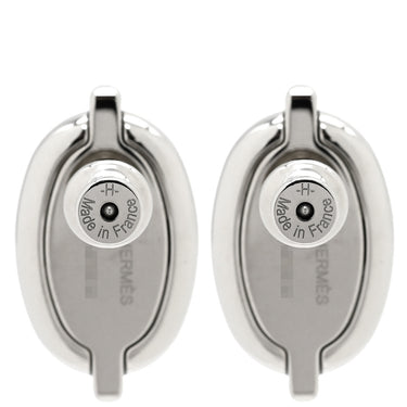 エルメス HERMES ミニマイヨン ブルーXシルバー メタル エナメル ピアス シェーヌダンクル 青