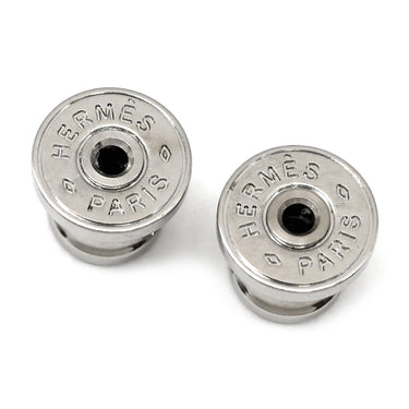 エルメス HERMES ミニマイヨン ブルーXシルバー メタル エナメル ピアス シェーヌダンクル 青