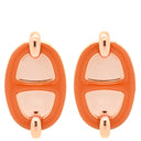 エルメス HERMES ミニマイヨン オレンジXローズゴールド GP エナメル ピアス シェーヌダンクル ピンクゴールド