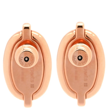 エルメス HERMES ミニマイヨン オレンジXローズゴールド GP エナメル ピアス シェーヌダンクル ピンクゴールド