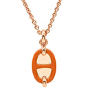 エルメス HERMES ミニマイヨン ペンダント オレンジXピンクゴールド GP エナメル ネックレス シェーヌダンクルモチーフ PG金具