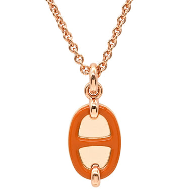 エルメス HERMES ミニマイヨン ペンダント オレンジXピンクゴールド GP エナメル ネックレス シェーヌダンクルモチーフ PG金具