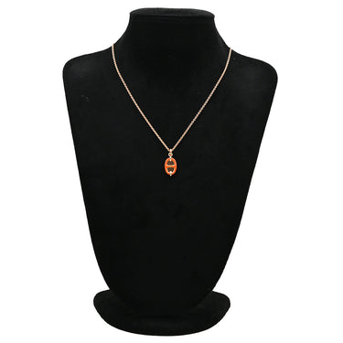 エルメス HERMES ミニマイヨン ペンダント オレンジXピンクゴールド GP エナメル ネックレス シェーヌダンクルモチーフ PG金具