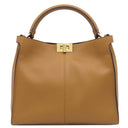 フェンディ FENDI ピーカブー エックスライト レギュラー 8BN310 キャメル レザー ボア 2WAYバッグ ゴールド金具 茶 ミディアム