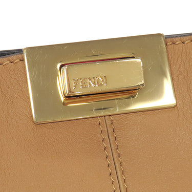 フェンディ FENDI ピーカブー エックスライト レギュラー 8BN310 キャメル レザー ボア 2WAYバッグ ゴールド金具 茶 ミディアム