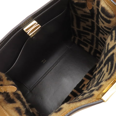 フェンディ FENDI ピーカブー エックスライト レギュラー 8BN310 キャメル レザー ボア 2WAYバッグ ゴールド金具 茶 ミディアム