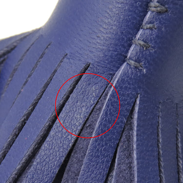 エルメス HERMES カルメン ウノドス ローズパープル×ブルーエレクトリック アニョーミロ キーリング シルバー金具 フリンジ キーホルダー