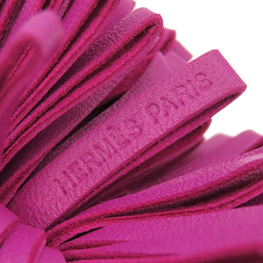 エルメス HERMES カルメン ウノドス ローズパープル×ブルーエレクトリック アニョーミロ キーリング シルバー金具 フリンジ キーホルダー