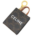 セリーヌ CELINE マイクロ バーティカル カバ 10I492CZ1 タン キャンバス トリオンフキャンバス バッグチャーム ゴールド金具 茶 白ロゴ トリオンフ カバンモチーフ