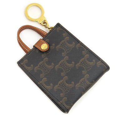 セリーヌ CELINE マイクロ バーティカル カバ 10I492CZ1 タン キャンバス トリオンフキャンバス バッグチャーム ゴールド金具 茶 白ロゴ トリオンフ カバンモチーフ