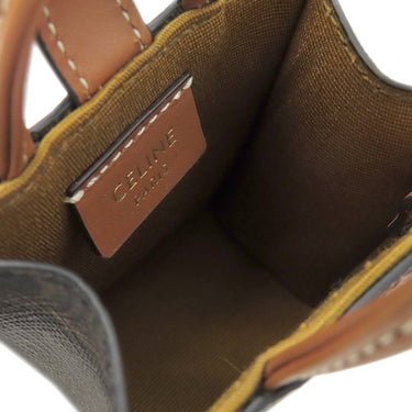 セリーヌ CELINE マイクロ バーティカル カバ 10I492CZ1 タン キャンバス トリオンフキャンバス バッグチャーム ゴールド金具 茶 白ロゴ トリオンフ カバンモチーフ