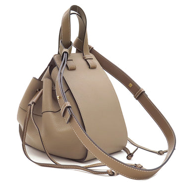 ロエベ LOEWE ハンモック ドローストリング スモール サンド レザー ソフトカーフスキン 2WAYバッグ ゴールド金具 グレージュ ハンドバッグ ショルダーバッグ