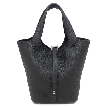 エルメス HERMES ピコタンロックPM ブラック トリヨンクレマンス ハンドバッグ シルバー金具 黒