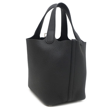 エルメス HERMES ピコタンロックPM ブラック トリヨンクレマンス ハンドバッグ シルバー金具 黒
