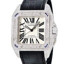 腕時計 カルティエ Cartier サントス100 LM W20073X8 自動巻き メンズ ダイヤ スクエア 角型 ローマン