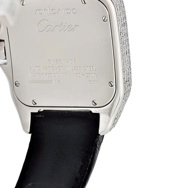 腕時計 カルティエ Cartier サントス100 LM W20073X8 自動巻き メンズ ダイヤ スクエア 角型 ローマン