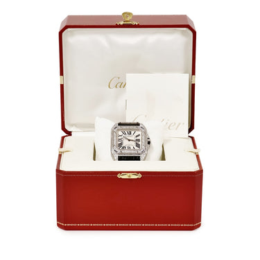 腕時計 カルティエ Cartier サントス100 LM W20073X8 自動巻き メンズ ダイヤ スクエア 角型 ローマン