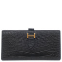 エルメス HERMES ベアンスフレ ブラック アリゲーターマット 長財布 ゴールド金具 新品 未使用 黒 クロコ 二つ折り財布