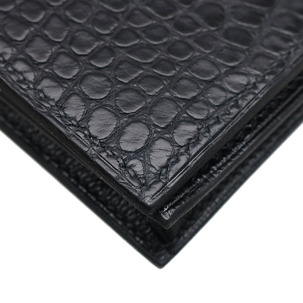 【未使用】エルメス アリゲーター マット ベアン スフレ 二つ折り長財布 エルメス HERMES ベアンスフレ ブラック アリゲーターマット 長財布