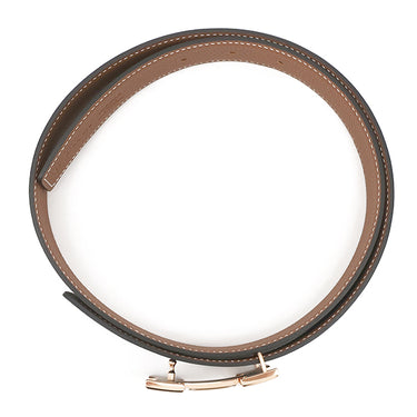 エルメス HERMES コンスタンスH ＃75 ブラック×ゴールド ボックスカーフ トゴ #75 ベルト ピンクゴールド金具 新品 未使用 黒 茶 Hバックル PG RG ローズゴールド金具