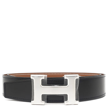 エルメス HERMES コンスタンスH ブラック×ゴールド トゴ ボックスカーフ #80 ベルト シルバー金具 新品 未使用 Hバックル リバーシブル