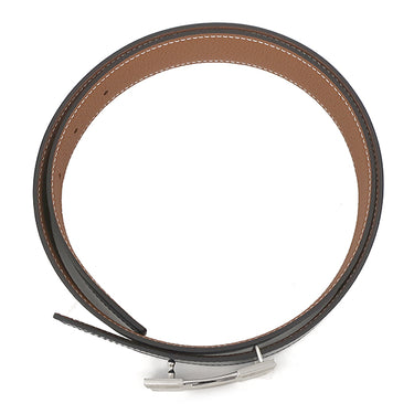 エルメス HERMES コンスタンスH ブラック×ゴールド トゴ ボックスカーフ #85 ベルト シルバー金具 新品 未使用 茶 Hバックル リバーシブル