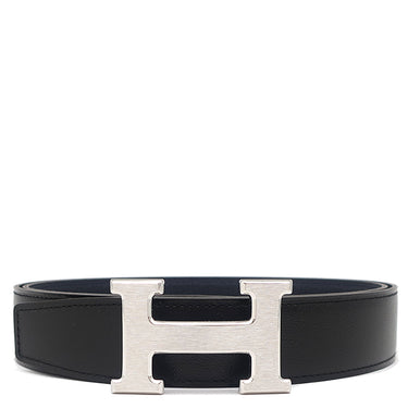 エルメス HERMES コンスタンスH ＃95 ブラック×ブルーニュイ ボックスカーフ トゴ #95 ベルト マットシルバー金具 新品 未使用 黒 紺 Hバックル ベルトバックル レザーベルト キット