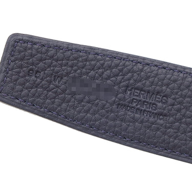 エルメス HERMES コンスタンスH ＃95 ブラック×ブルーニュイ ボックスカーフ トゴ #95 ベルト マットシルバー金具 新品 未使用 黒 紺 Hバックル ベルトバックル レザーベルト キット