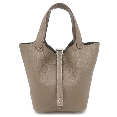 エルメス HERMES ピコタンロックPM エトゥープ トリヨンクレマンス ハンドバッグ シルバー金具 新品 未使用 グレージュ