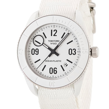 腕時計 トムフォード TOM FORD N.002 オーシャンプラスチック スポーツ TF0120248284 自動巻き メンズ 新品同様 白 デイト