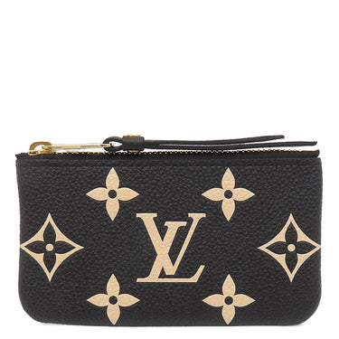 ルイヴィトン LOUIS VUITTON カードキーケース ポシェット クレ M80885 ブラック×ベージュ モノグラムアンプラント コインケース ゴールド金具 小銭入れ