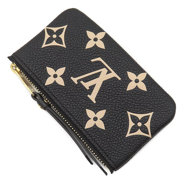 ルイヴィトン LOUIS VUITTON カードキーケース ポシェット クレ M80885 ブラック×ベージュ モノグラムアンプラント コインケース ゴールド金具 小銭入れ