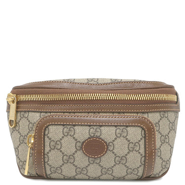 グッチ GUCCI インターロッキング G ベルトバッグ 682933 ベージュ×ブラウン GGスプリームキャンバス レザー ボディバッグ ゴールド金具 茶
