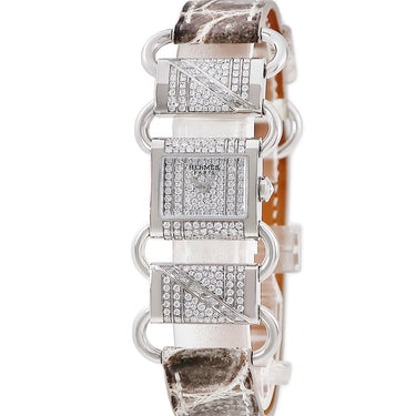 腕時計 エルメス HERMES クリクティ スモール ヒマラヤ LL1.297 クオーツ レディース K18WG無垢 純正ダイヤ スクエア