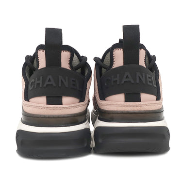 シャネル CHANEL マトラッセ柄 ソール G45331 ライトピンク×ブラック スウェード ＃36 スニーカー ゴールド金具 ココマーク ロゴ ローカット