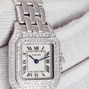 腕時計 カルティエ Cartier パンテール SM W25016F3 クオーツ レディース OH済 K18WG無垢 アイボリー スクエア ダイヤモンド