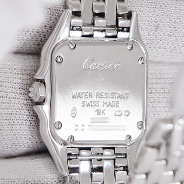 腕時計 カルティエ Cartier パンテール SM W25016F3 クオーツ レディース OH済 K18WG無垢 アイボリー スクエア ダイヤモンド