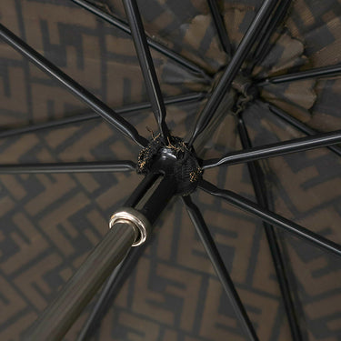 フェンディ FENDI ポケモン コラボ カイリュー 総柄 ブラウン×イエロー ナイロン レザー ポリアミド 傘 シルバー金具 茶 黄 ズッカ 雨傘 アンブレラ Pokemon