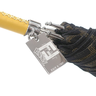 フェンディ FENDI ポケモン コラボ カイリュー 総柄 ブラウン×イエロー ナイロン レザー ポリアミド 傘 シルバー金具 茶 黄 ズッカ 雨傘 アンブレラ Pokemon