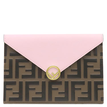 フェンディ FENDI バスタ ミディアム 8N0151 ピンク×ブラウン レザー ポーチ 茶 ズッカ柄 FF フラットポーチ