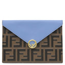 フェンディ FENDI バスタ ミディアム 8N0151 ブルー×ブラウン レザー ポーチ ゴールド金具 茶 ズッカ柄 FF フラットポーチ