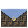 フェンディ FENDI バスタ ミディアム 8N0151 ブルー×ブラウン レザー ポーチ ゴールド金具 茶 ズッカ柄 FF フラットポーチ