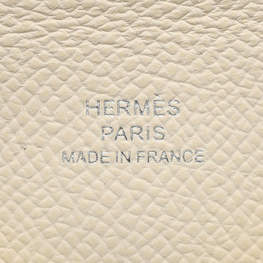 エルメス HERMES カルヴィ ナタ ヴォーエプソン カードケース シルバー金具 アイボリー 二つ折り