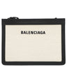 バレンシアガ BALENCIAGA ネイビー ポシェット 339937 ナチュラル×ブラック キャンバス レザー ショルダーバッグ シルバー金具 白 黒