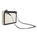 バレンシアガ BALENCIAGA ネイビー ポシェット 339937 ナチュラル×ブラック キャンバス レザー ショルダーバッグ シルバー金具 白 黒