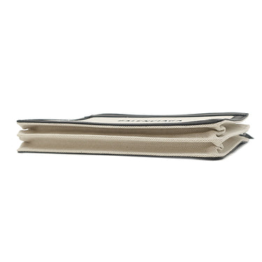 バレンシアガ BALENCIAGA ネイビー ポシェット 339937 ナチュラル×ブラック キャンバス レザー ショルダーバッグ シルバー金具 白 黒