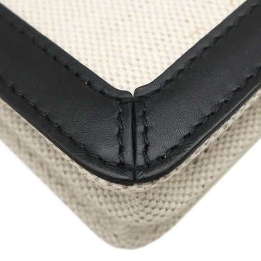 バレンシアガ BALENCIAGA ネイビー ポシェット 339937 ナチュラル×ブラック キャンバス レザー ショルダーバッグ シルバー金具 白 黒